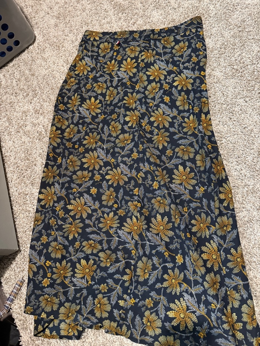 Tommy Hilfiger Navy Maxi Skirt with Mustard Floral Print